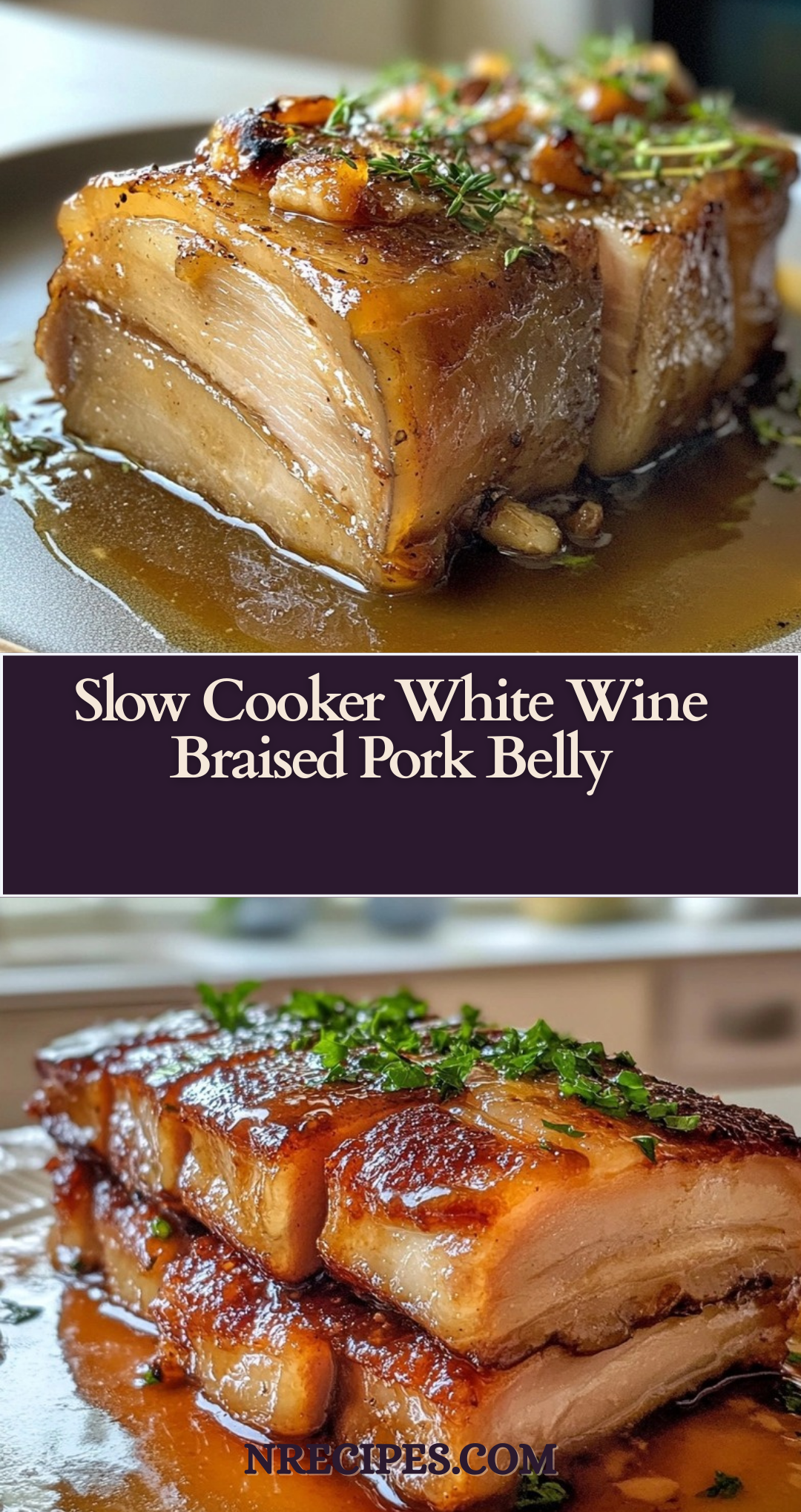 Slow Cooker White Wine Braised Pork Belly
