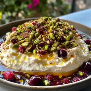 Whipped Feta with Honey and Pistachios and cranberries
