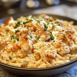 One-Pot Cajun Chicken Alfredo Orzo