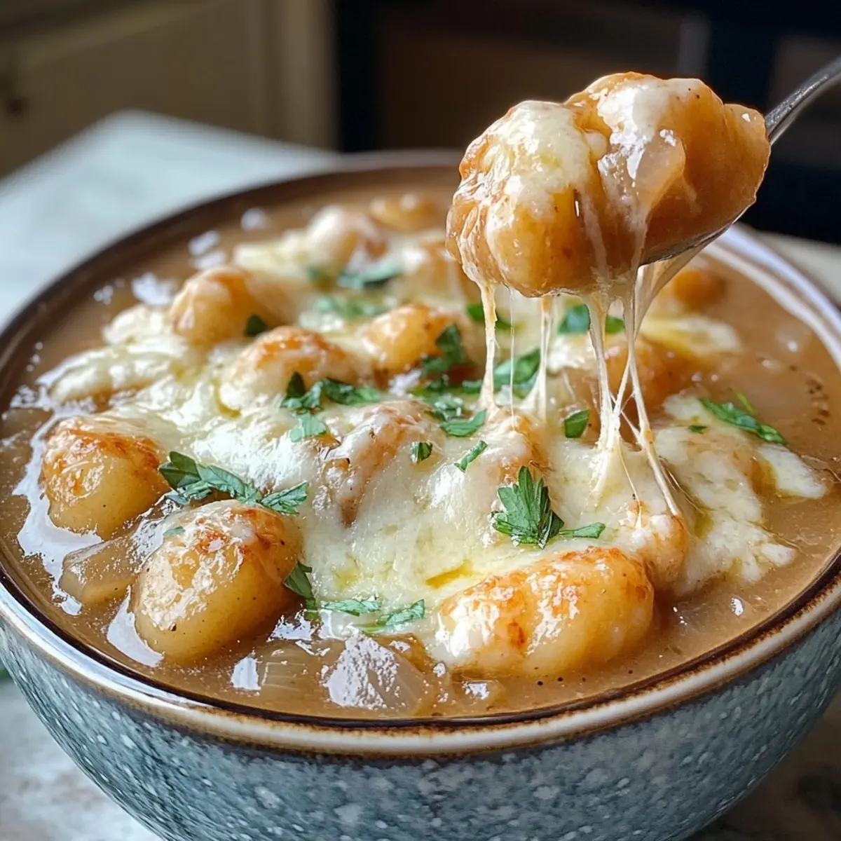 Slow Cooker French Onion Gnocchi Soup