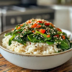 Spinach Garlic Rice Bowl