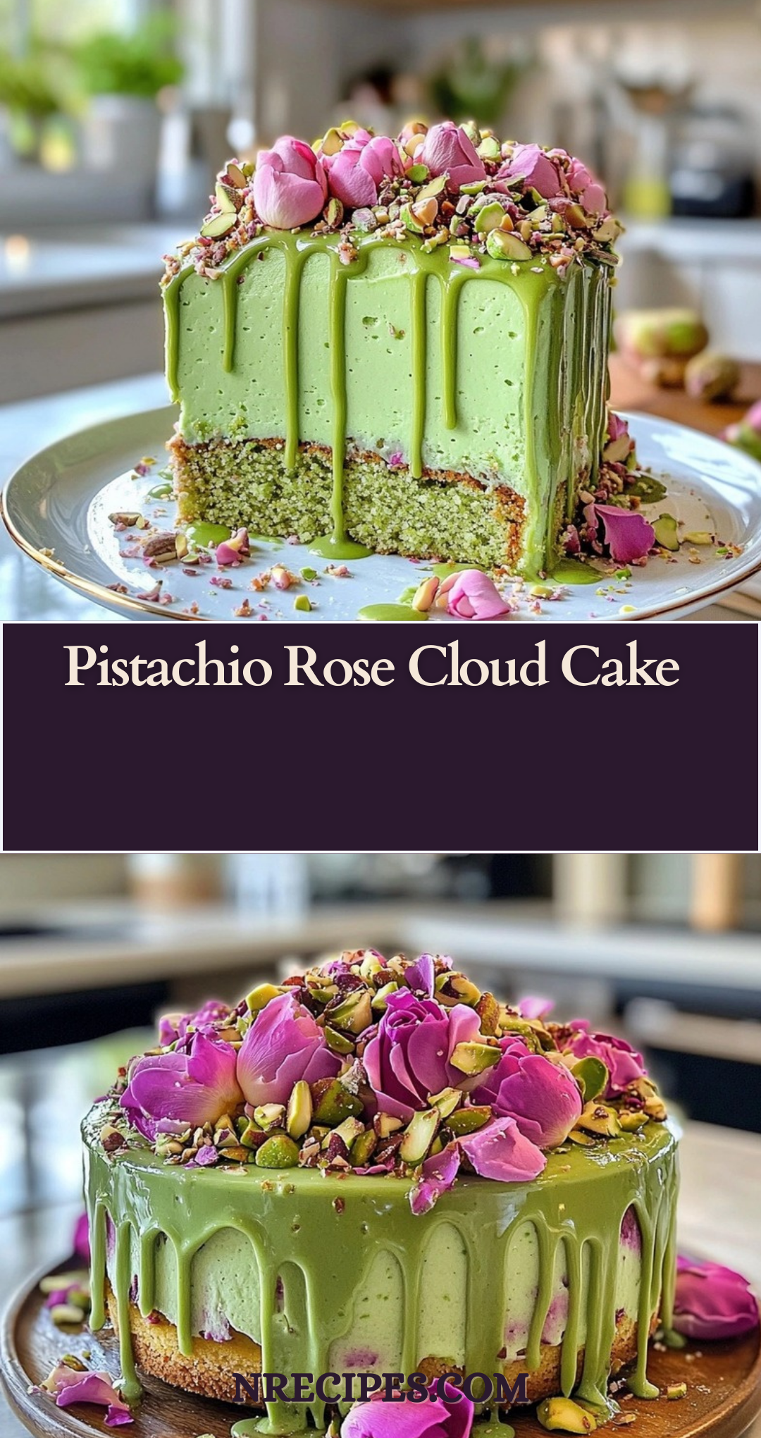 Pistachio Rose Cloud Cake