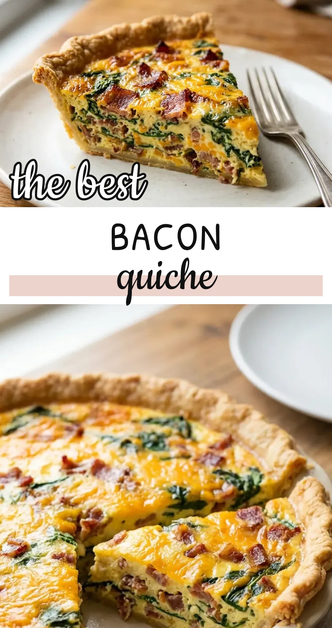 Bacon Quiche Recipe with Cheddar and Spinach